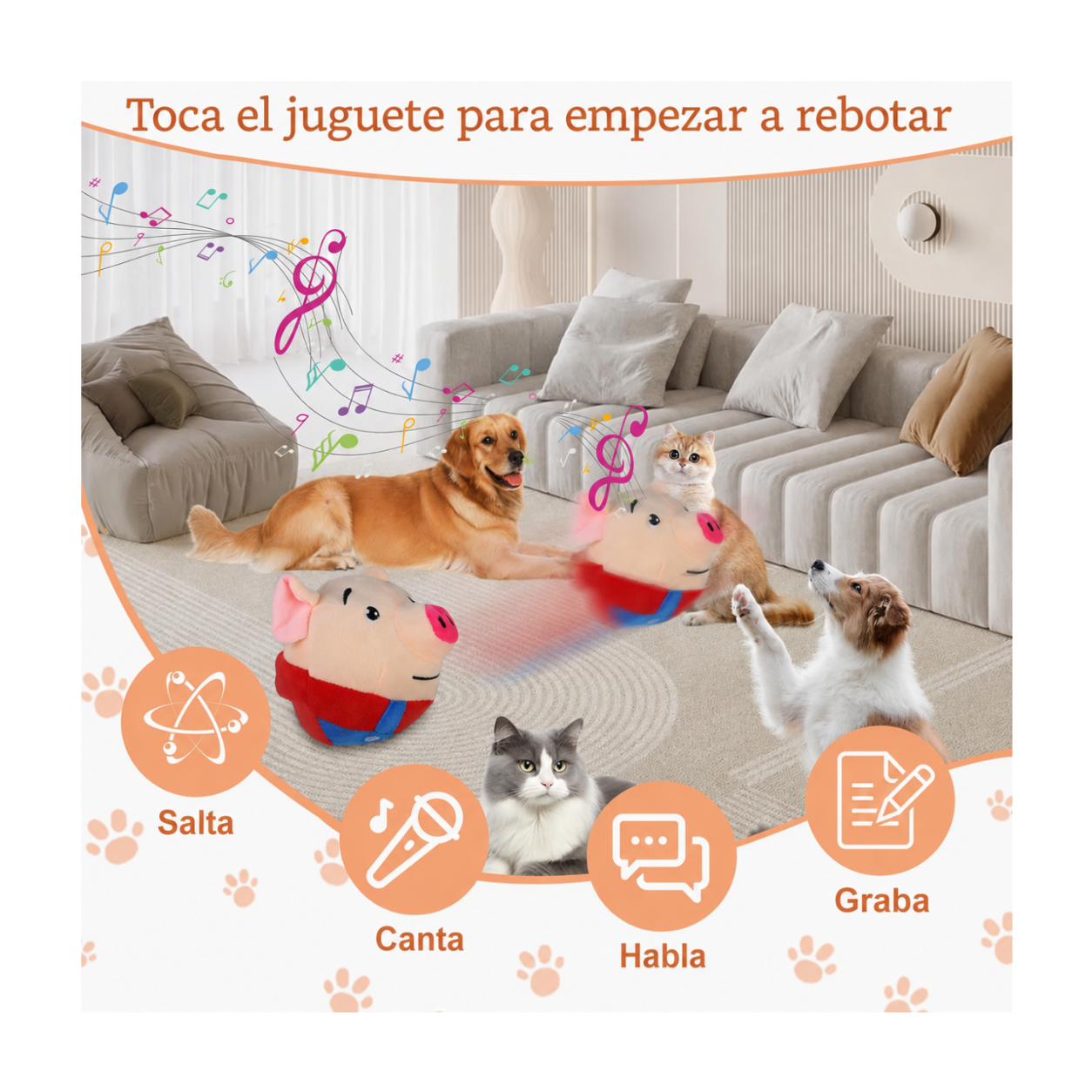 Juguete interactivo con sonido para mascotas y niños