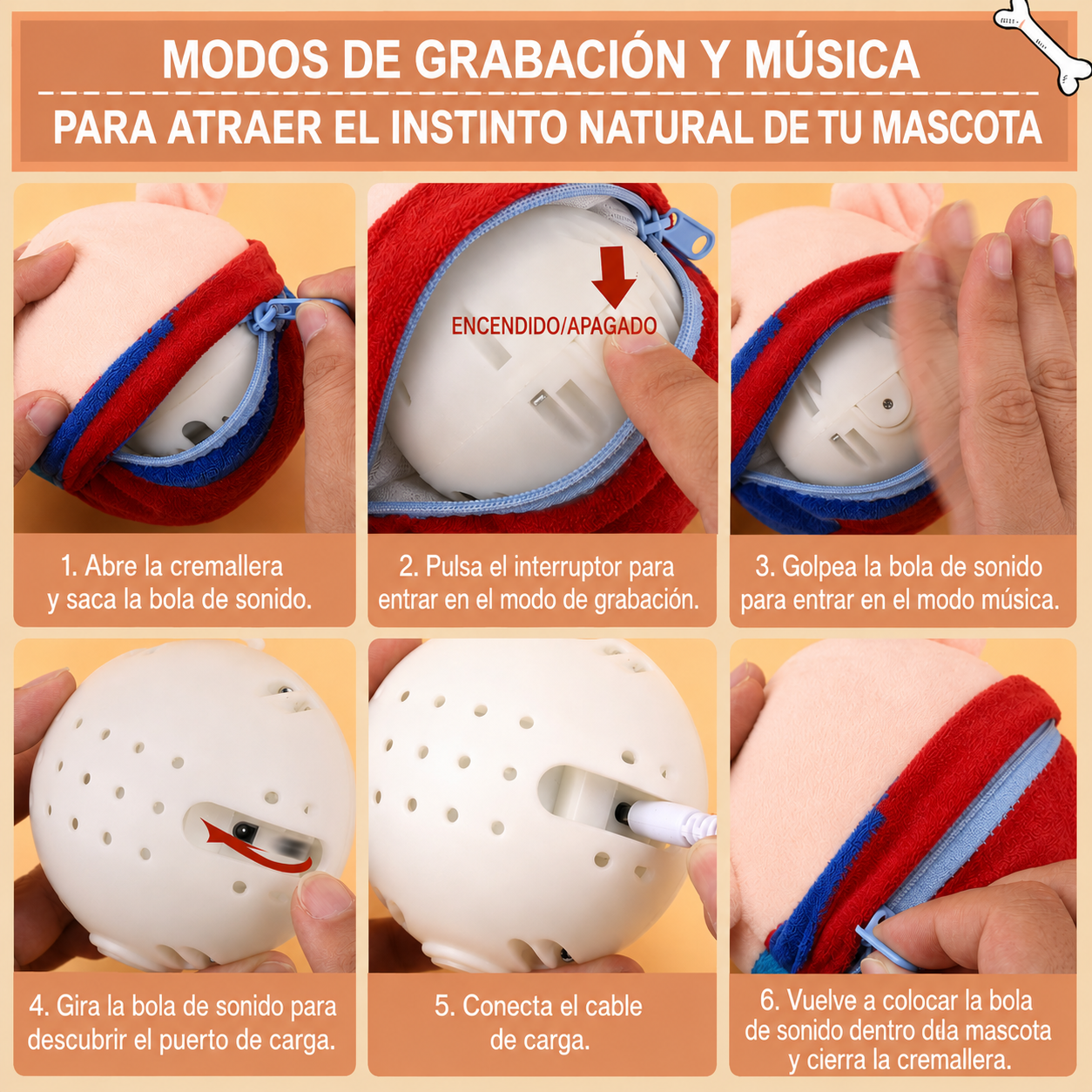 Juguete interactivo con sonido para mascotas y niños
